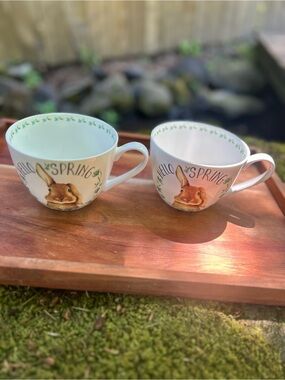 Portobello By Design Bone China - Hello Spring Bunny Ceramic Mugs - Set of 2